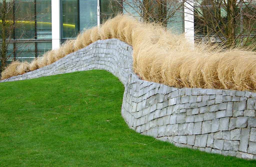 Retaining wall in Roanoke landscape